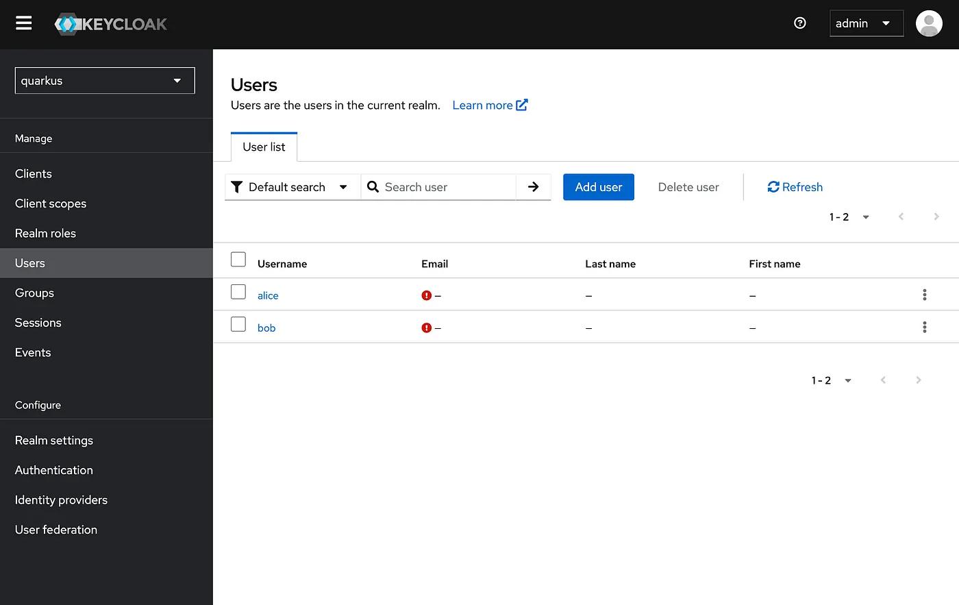 Keycloak UI