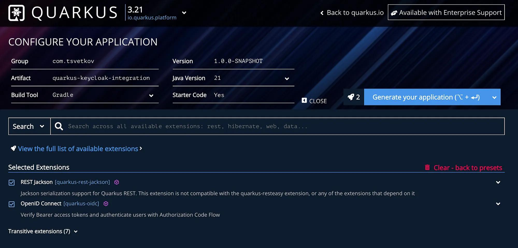Quarkus code dev