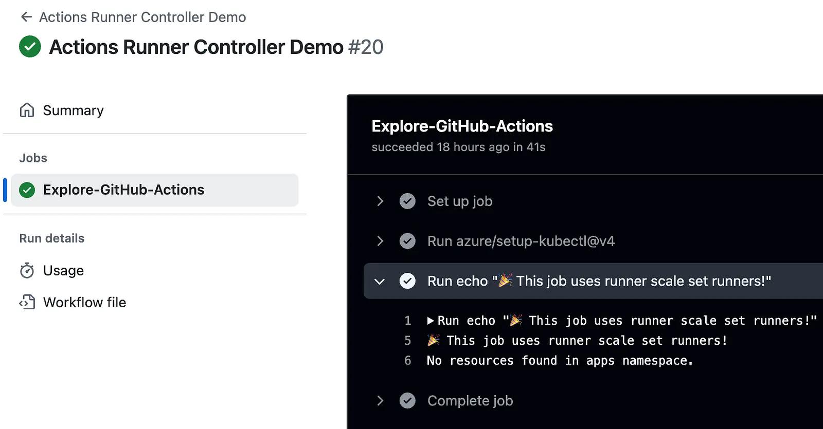 Successful workflow run